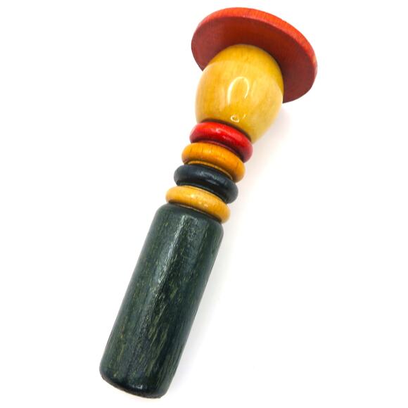 Vintage Bulgaria Wooden Whistle Figurine Man with Hat Folk Art Souvenir 5.5” - Picture 7 of 10